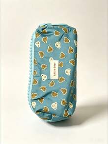 Oversized Zipper Cartoon Bear Print Pencil Case, Large Capacity Lightweight Makeup Bag Organizer For Travel Office Stationery Storage Pouch - multicolor - View 5