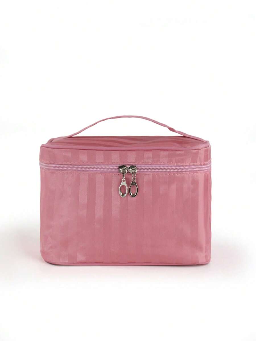 1 pieza Bolsa de almacenamiento de cosméticos portátil de gran capacidad para mujer, crucero, avión, regalo de vacaciones - Rosa - Ver 1