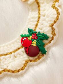 PETSIN 1pc Cat And Dog Universal Christmas Scarf, Hand Crocheted Flower Wreath Pet Bib, Available In Multiple Colors, Suitable For Cats And Small Dogs, Used For Christmas Parties, Holiday Photography, And Holiday Decoration - Multicolor - View 5