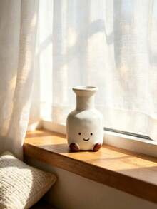 Cute Smiling Plastic Vase, Cartoon Character Shaped Vase, Creative Decoration Vase, Suitable For Desktop Home Living Room Decoration, Placing Dried Flowers And Fresh Flowers - multicolor - View 9