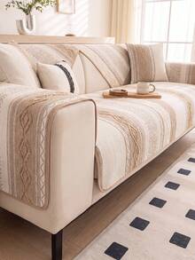 1Pc Four-Season Universal Sofa Cushion Chenier Modern Simple Non-Slip Sofa Cushion Cover, Machine Washable Room Decoration Pet-Friendly Protective Cover, Adjustable Corner Sofa Cover Suitable For Bedroom And Living Room Combination Cover Towel - Light coffee - View 9