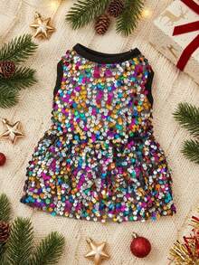PETSIN Christmas Sequined Princess Dress For Pets, Sparkly Outfit For Parties - Purple - View 1