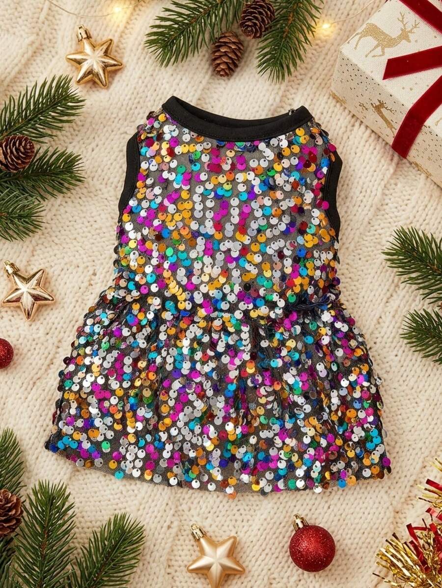 PETSIN Christmas Sequined Princess Dress For Pets, Sparkly Outfit For Parties - Purple - View 1