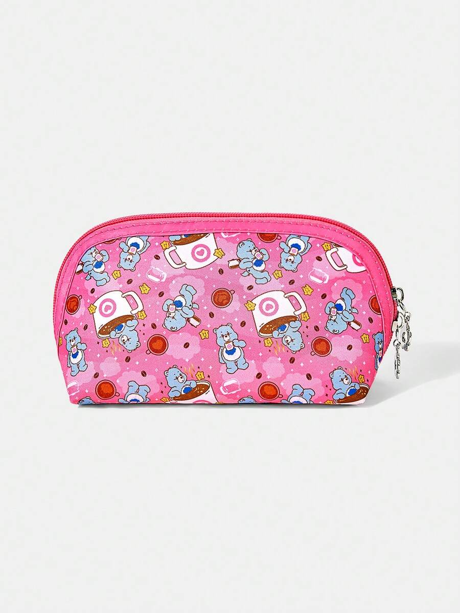 SHEIN X Care Bears 1 Cartoon Pattern Cosmetic Bag, Portable Zipper Cosmetic Storage Bag, Multi-Functional Finishing Bag, Lightweight Travel Bag - Multicolor - Peach Pink - View 1