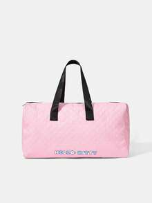 HELLO KITTY AND FRIENDS | SHEIN 淺粉色絎縫海洋卡通印花雙手柄大容量旅行週末旅行袋 - 卡通-2 - 查看 6
