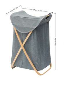 1PC Large Capacity Natural Bamboo Laundry Basket Dirty Clothes Hamper Storage Organizer With Handles Foldable Lightweight Durable For Bathroom Toilet Laundry Room Bedroom Living Room Home Decor Gift - Grey - View 8