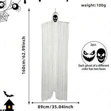 1 PC Halloween Decor Prop DIY Tassel Large Ghost Hanging Ornament, Ghost House Yard Atmosphere Decoration, Ghost Face Hanging Ghost Pendant - Ghost - View 20