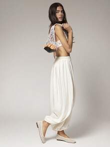 SHEIN VACAZURE #CleanGirl 女款方頭編織細PU骨感芭蕾平底鞋，優雅弧形領口設計，極簡女性風時尚款 - 米色 - 查看 7