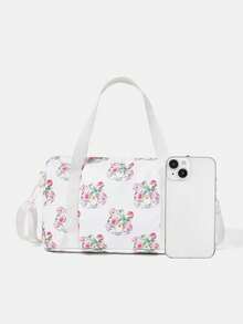 SHEIN X Care Bears حقيبة كتف كاجوال للتنقل بسعة كبيرة بأسلوب بانك - أخضر نعناع - مشاهدة 3
