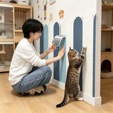 Self Adhesive Cat Scratcher Wall Pad, Colorful Oval Sisal Cat Scratch Mat For Wall & Sofa Protection, Non Shedding Durable Cat Scratching Board Furniture Protector For Indoor Cats Home Decor - one-size - View 12