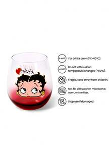 Betty Boop x SHEIN 1pc 16.57oz/490ml Retro Girl Calcium Sodium Glass, Cold Water Cup, Suitable For Cold Water, Beverages, Coffee, Tea, Milk. - Clear - View 3