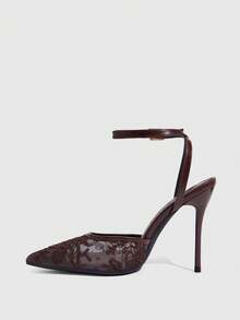 CUCCOO SZL Women's Fashionable Elegant Pointed Toe Buckle High Heels Spring Shoes - Brown - View 4