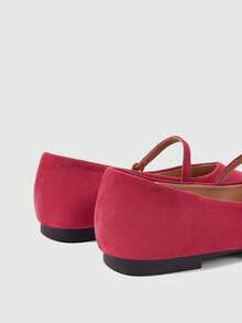 Sleekvia Buckle With Low Vamp Suede Soft-Soled Commuter Flats - Burgundy 1 - View 5