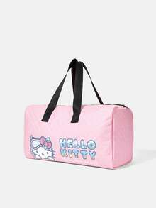HELLO KITTY AND FRIENDS | SHEIN 淺粉色絎縫海洋卡通印花雙手柄大容量旅行週末旅行袋 - 卡通-2 - 查看 2