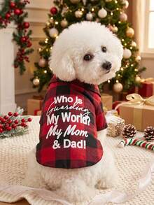 PETSIN 1pc Christmas Red & Black Plaid Print Pet Shirt - Multicolor - View 4