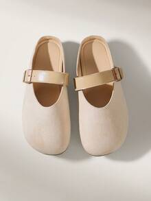 Solecia Minimalist Single Buckle Design Light Luxury Elegant Style Shoes Office Wear - Apricot - View 5