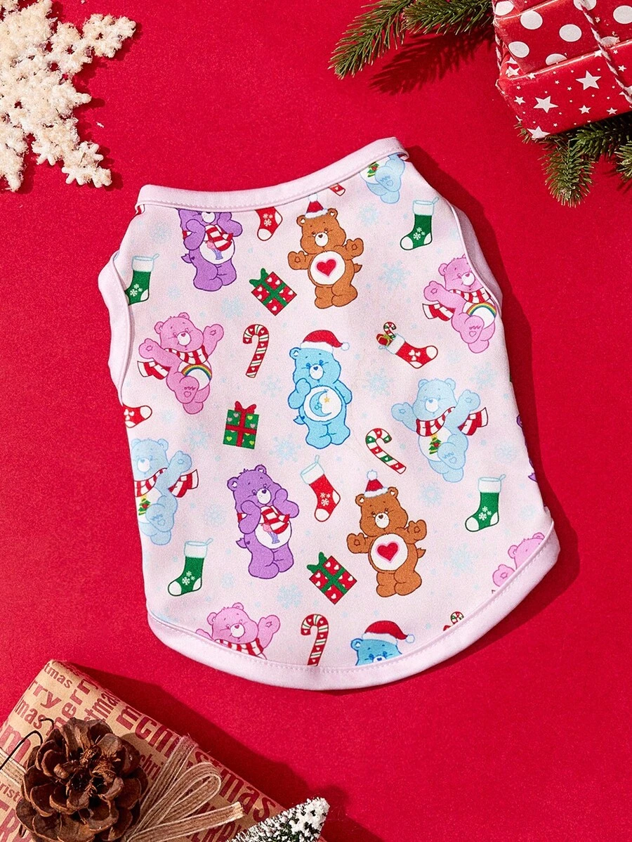 Care Bears X PETSIN 1件裝聖誕禮物 拐杖襪 多色可選 泰迪熊印花 寵物背心 柔軟舒適寵物衣 - 彩色 - 查看 1