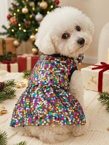 PETSIN Christmas Sequined Princess Dress For Pets, Sparkly Outfit For Parties - Purple - View 2