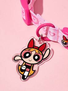 THE POWERPUFF GIRLS X SHEIN 通用卡通角色印花寵物遛狗4合1套裝，印花背心式胸背帶附牽繩、項圈與排泄物收納袋，適用狗與貓的戶外散步裝備，多尺寸可選 - 粉色 - 查看 9