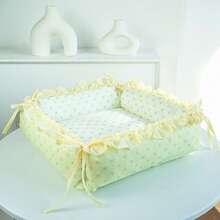 1PC Cozy Pet Bed, Soft Dot-Print Cat Sofa With Ruffled Edge, Non-Slip Washable Cushion For Small Dogs & Cats - Green - View 10