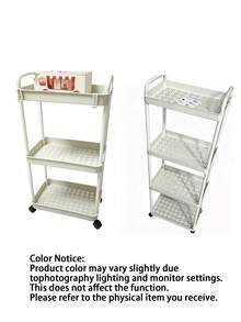 Plastic White Rolling Storage Cart With 3 Shelves And Handle - Multi-Use Organizer For Kitchen, Bathroom, And Bedroom - Durable Wire Shelves For Easy Access, Mobile Service Cart | Modern Storage | Hobby Storage - Multicolor - View 6