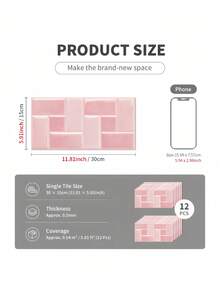 12PCS 2D Faux Tile Stickers PVC Peel And Stick Wall Decals Waterproof Oilproof Self Adhesive For Kitchen Bathroom Backsplash Wall Decor Easy Clean Removable - one-size - View 6