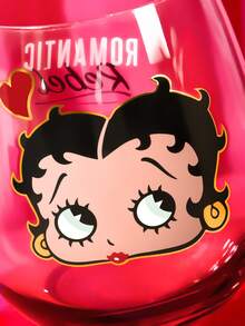 Betty Boop x SHEIN 1pc 16.57oz/490ml Retro Girl Calcium Sodium Glass, Cold Water Cup, Suitable For Cold Water, Beverages, Coffee, Tea, Milk. - Clear - View 4