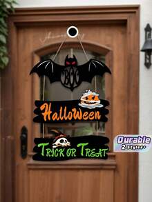 Halloween White Ghost Wooden Hanging Sign, Bat Spider Web Letter Door Hanger, Ghost Festival Home Decor - multicolor - View 1