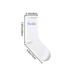 1 Pair White Pure‑Cotton Mid‑Calf Socks With Ruffled Edge, Perfect For Wedding Preparation, Wedding Favors And Parties, Soft And Comfortable, Also Suitable For Home Wear - White double - View 7