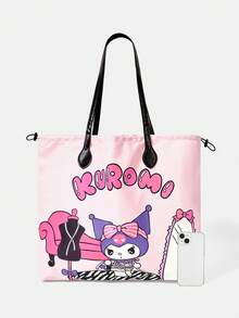 HELLO KITTY AND FRIENDS | SHEIN Women's Cartoon Printed Pattern Convenient Handbag - pink purple - View 3