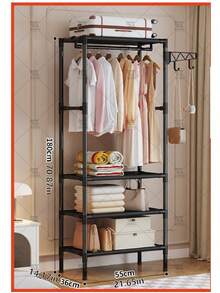 1pc Simple Floor Standing Coat Rack Iron Art Clothes Hanger Minimalist Fashion Bedroom Storage Clothes Accessories Vertical Clothes Rack Entryway Bag Hanger - Multicolor - View 18