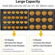 1pc Commemorative Coin Collector Holder, Coin Album With 300Transparent PVC Slots For Storing Ancient Coins And Commemorative Coins, Ideal For Pressed Coin Passports, Coin Display Storage Box - Green - View 6