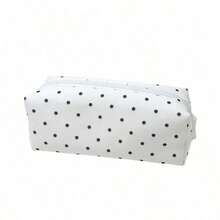1pc Sweet Polka Dot Pencil Case, Fashionable Black And White Dot Pattern Pen Bag, Large Capacity Stationery Pouch For Students, Back To School - Pencil Case - View 7