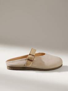 Solecia Minimalist Single Buckle Design Light Luxury Elegant Style Shoes Office Wear - Apricot - View 2