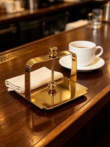 Pure Metal Paper Towel Holder, Square Frame, Restaurant/Hotel Dining Table Paper Towel Rack, Minimalist Napkin Holder, European-Style Paper Press Holder. - Multicolor - View 2