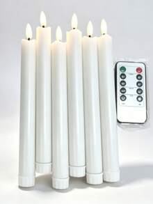10組遙控無焰LED窗戶蠟燭，電池供電閃爍定時可調光蠟燭燈，婚禮聖誕感恩節情人節居家裝飾派對禮物 - 白色 - 查看 11