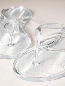 SHEIN VACAZURE Women's Round Toe Jelly Basic Flip Flop Jelly Sandals - fully transparent - View 8
