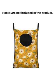 1PC Large Capacity Oxford Fabric Breathable Wall Mounted Hanging Door Dirty Laundry Storage Bag Yellow Daisy Floral Print Portable Foldable Space Saving Sturdy Hook Laundry Basket For Bathroom Balcony Dormitory Apartment Home Laundry Organizer - Multicolor - View 10
