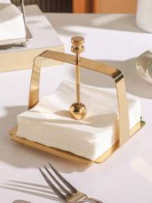 Pure Metal Paper Towel Holder, Square Frame, Restaurant/Hotel Dining Table Paper Towel Rack, Minimalist Napkin Holder, European-Style Paper Press Holder. - Multicolor - View 7