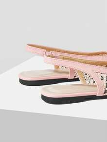 Mnmlis Women's New Fashion Woven Hollow Slip-On Flat Square Toe Loafers - Pink apricot - View 3