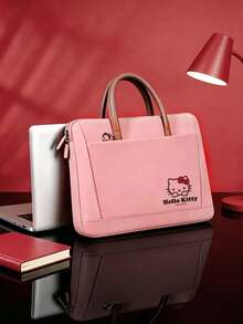 HELLO KITTY AND FRIENDS | SHEIN حقيبة لابتوب هالو كيتي وردية 1 قطعة، حزام كتف قابل للفصل، حقيبة حمل كمبيوتر كاواي للبنات، مناسبة للمدرسة والمكتب والسفر اليومي - زهري - مشاهدة 1