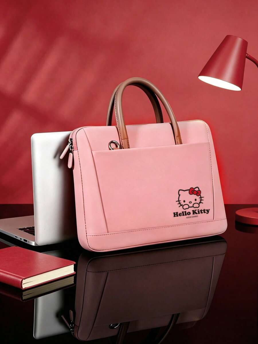 HELLO KITTY AND FRIENDS | SHEIN حقيبة لابتوب هالو كيتي وردية 1 قطعة، حزام كتف قابل للفصل، حقيبة حمل كمبيوتر كاواي للبنات، مناسبة للمدرسة والمكتب والسفر اليومي - زهري - مشاهدة 1