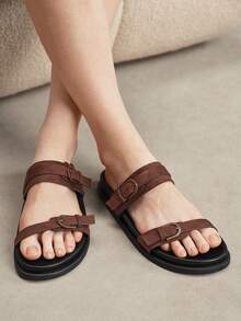Solecia Sandal Datar Wanita Terbaru, Sandal Selop, Nyaman dan Kasual. - Coffee Brown - View 3