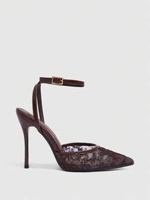 CUCCOO SZL Women's Fashionable Elegant Pointed Toe Buckle High Heels Spring Shoes - Brown - View 2