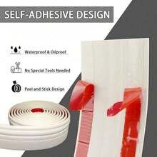 1 Piece 3.85 Inch Wide X 78.7 Inch Easy Install Peel And Stick Nbr Baseboard, Home Decor | Clean Line Finish | Self-Adhesive Trim, Suitable For Walls, Home - Multicolor - View 4