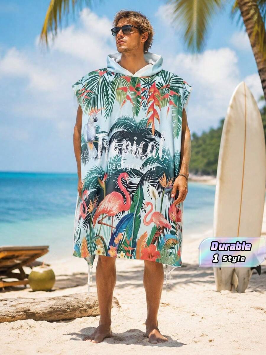 1件裝連帽衝浪換衣袍,可穿戴式沙灘毛巾,快乾超細纖維潛水衣換衣毛巾附口袋,適合男女衝浪者 - 彩色 - 查看 1