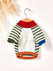 PETSIN 1 Piece Retro Style Color Stripe Pet Knitted Sweater, Simple And Comfortable Cat And Dog Clothing, Casual And Warm Daily Wear Top - mixed color - View 6