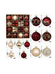 Cirelle 44pcs Christmas Ball Ornaments Set, Shatterproof Christmas Tree Ornaments Balls, Red & Gold Assorted Baubles Decor For Holiday Party - multicolor - View 12