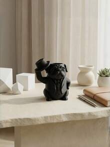 1Pc 3D Printed Gentleman Bulldog Pen Holder, Home & Office Desk Decor - multicolor - View 3