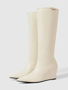 Daringsoles Vintage Maillard Suede Pointed Toe Heel Versatile And Thin Tall Autumn And Winter Tall Boots - Beige - View 2
